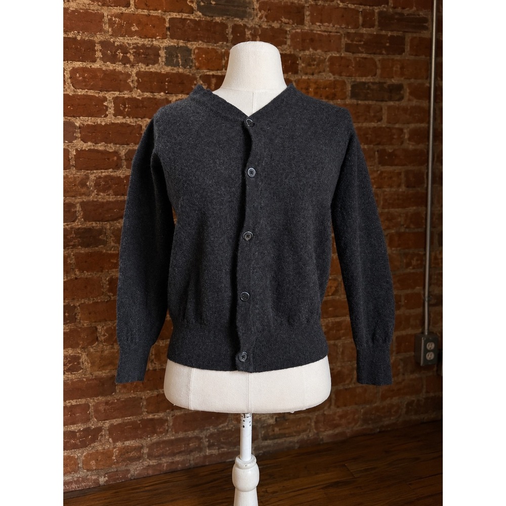 Joseph Abboud Gray Extra Fine Merino Wool V-Neck Cardigan Sweater M *HOLES